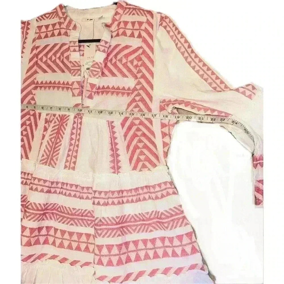 Francesca's Mi Ami Pink/White Tiered Mini Dress - Large - Picture 2 of 7